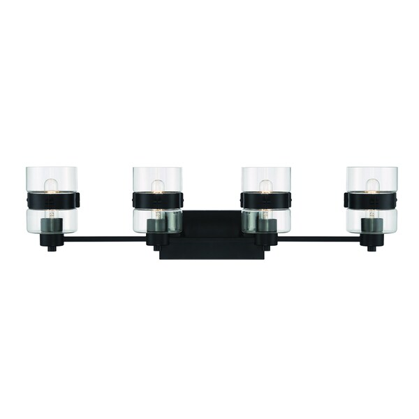 Designers Fountain Midnight La 33in 4-Light Matte Black Modern Indoor Vanity Light with Clear Glass Shades D222M-4B-MB - main